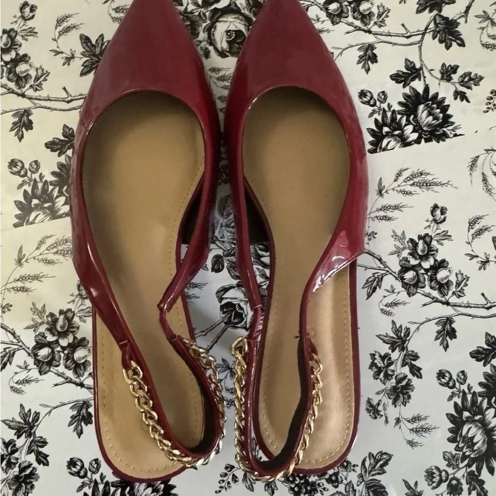 Coutgo Chic Burgundy Slingback Heels